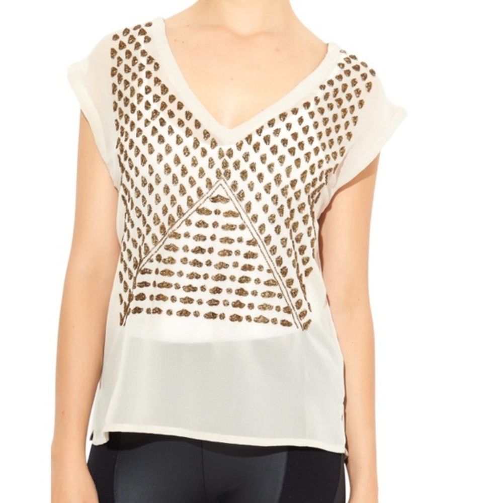 Search For Sanity Sheer Top With Beaded Design Size Small